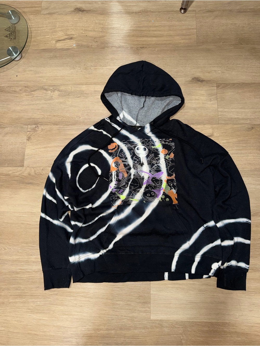 Disney Black Tie-Dye Hoodie with Colorful Nightmare Before Christmas Graphic